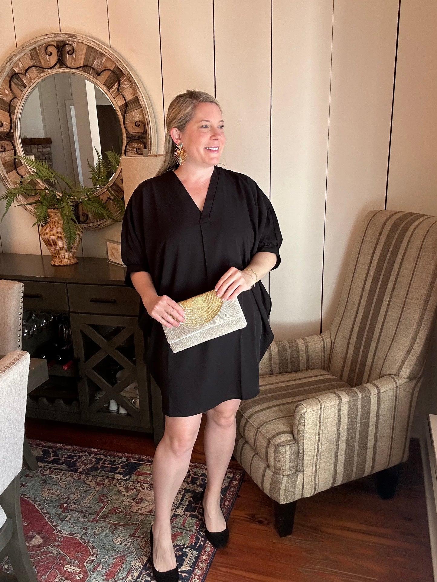 Tunic dress with tulip hem