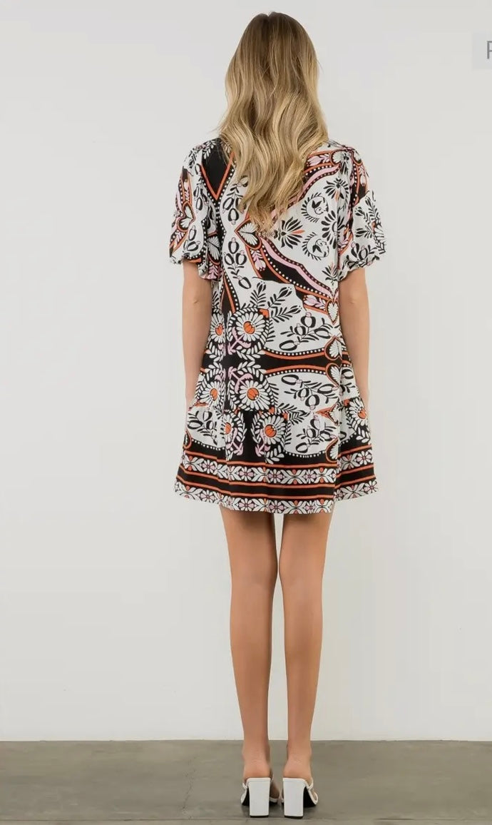 Puff sleeve v-neck dress