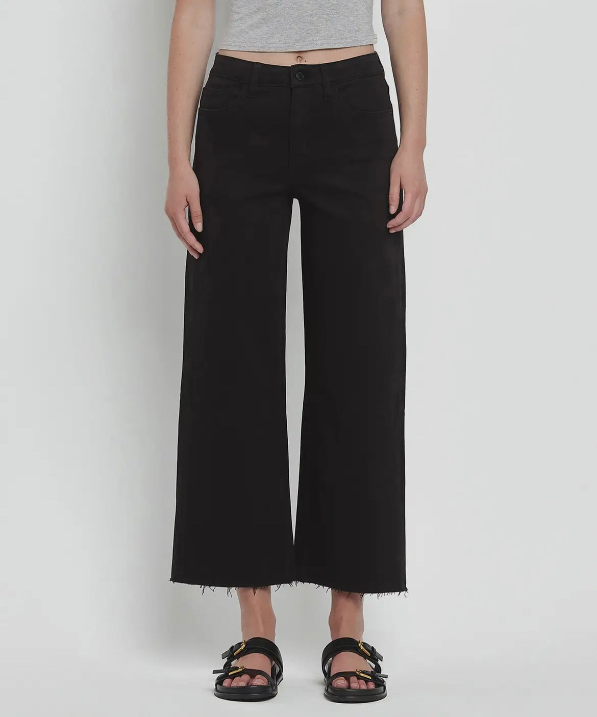 High Rise Crop Wide Leg - Black