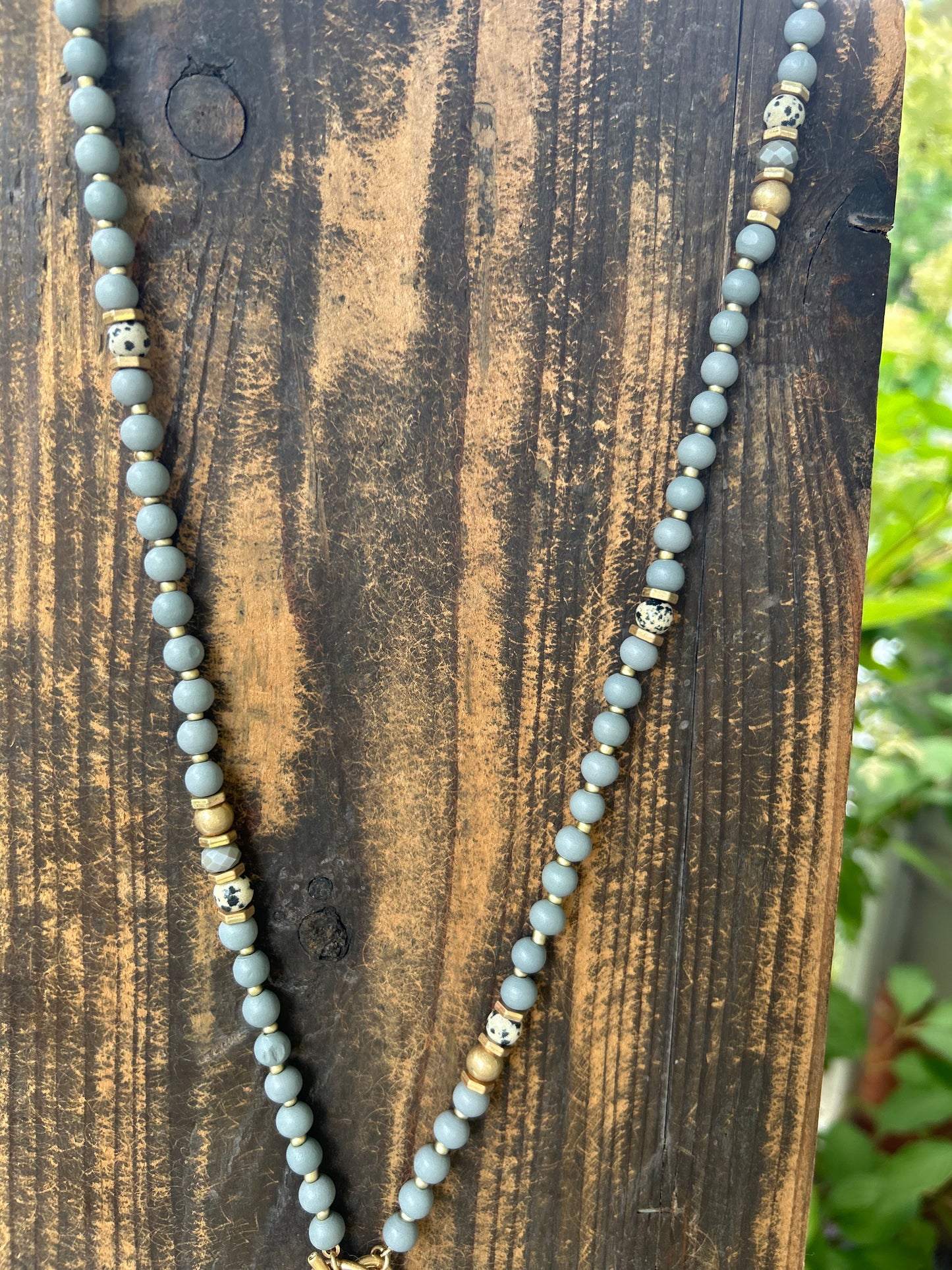 Hammered Disk + Bead Necklace
