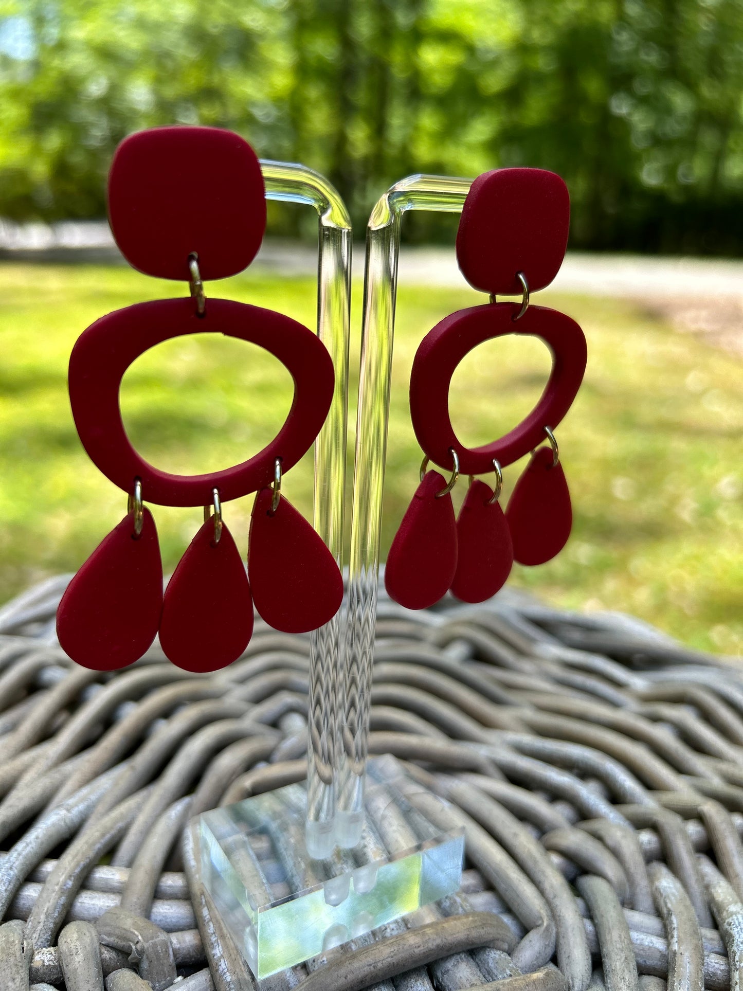 Red chandelier earrings