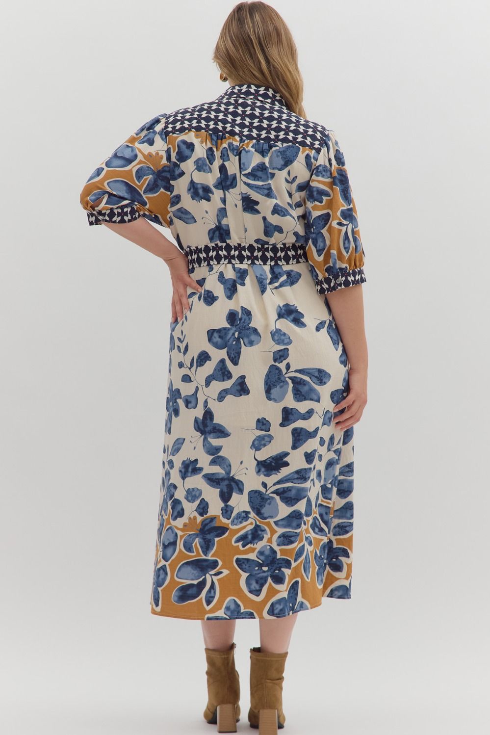 Botanical midi shirt dress - Plus