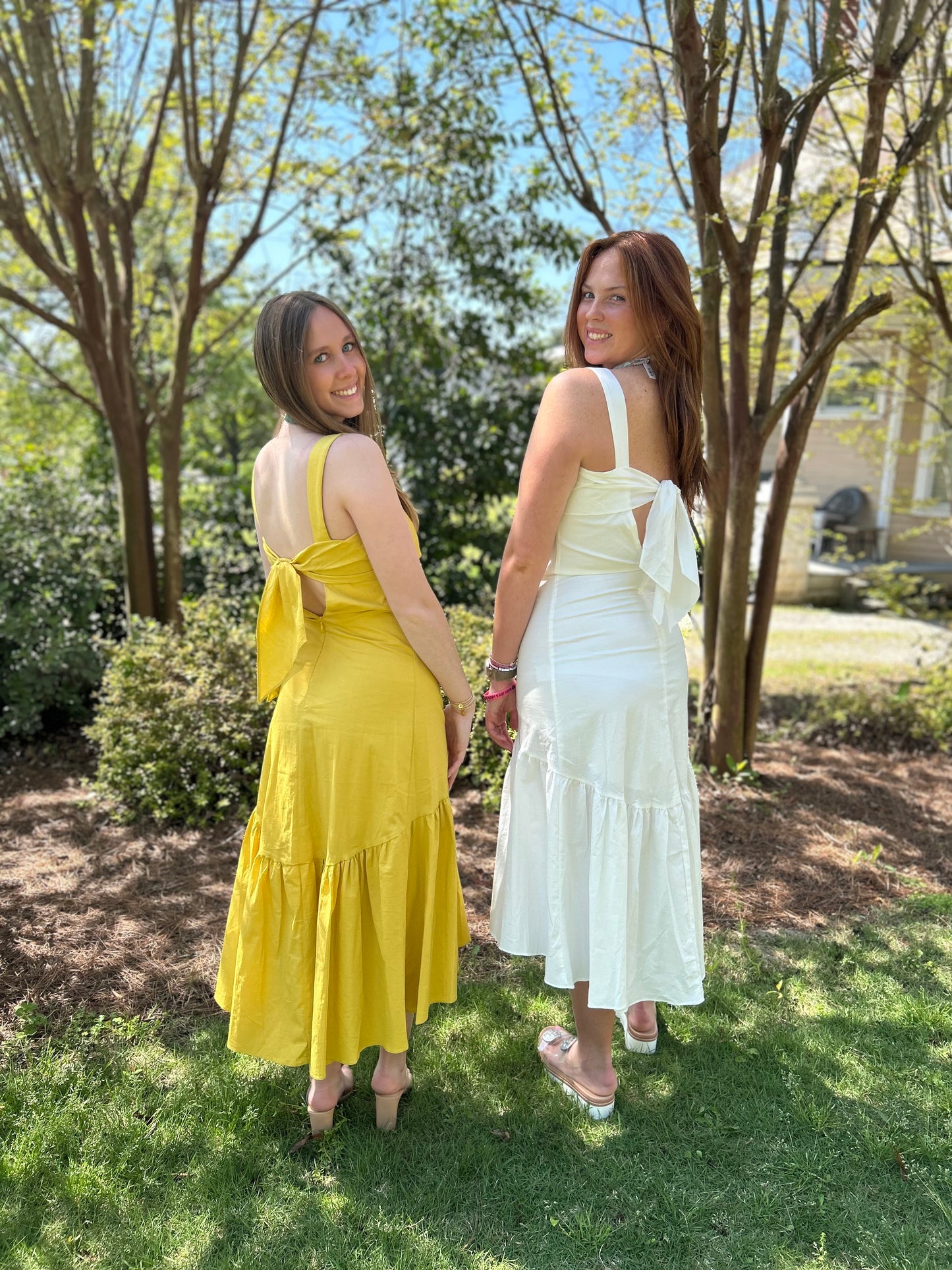 Back Tied Sleeveless Maxi Dress in Off White