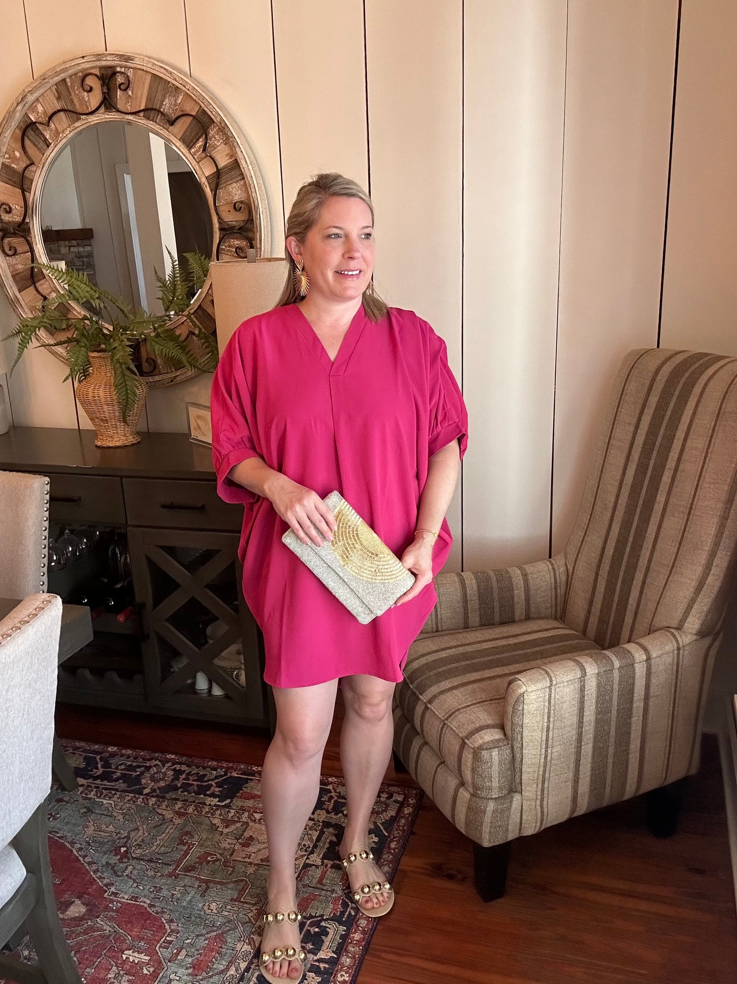 Tunic dress with tulip hem