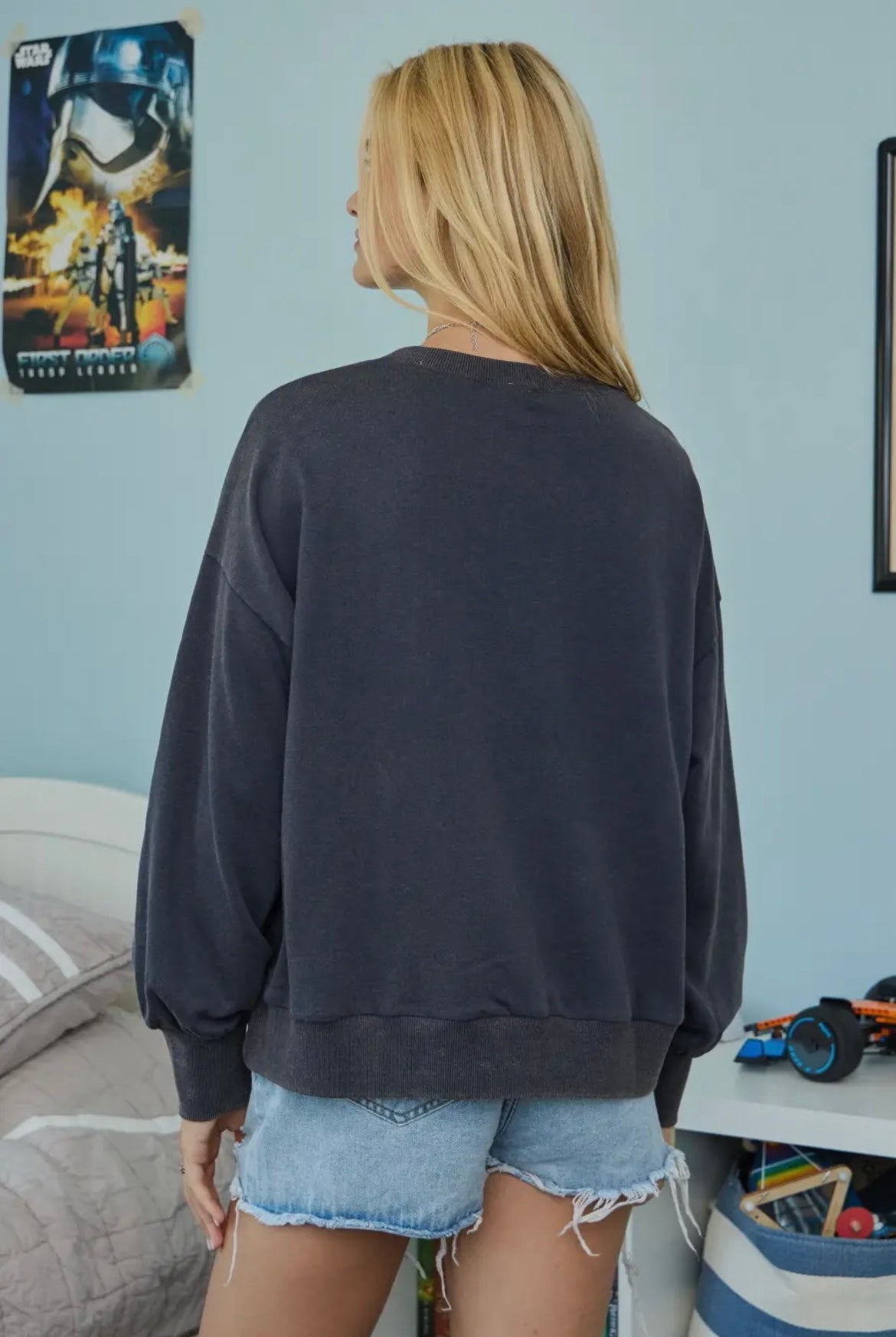 Acid Washed long sleeve sweatshirt with A