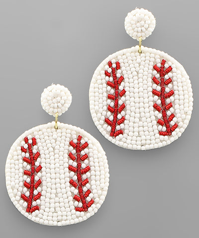 Beaded Baseball Earrings