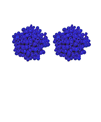 Beaded Pom Pom Earrings