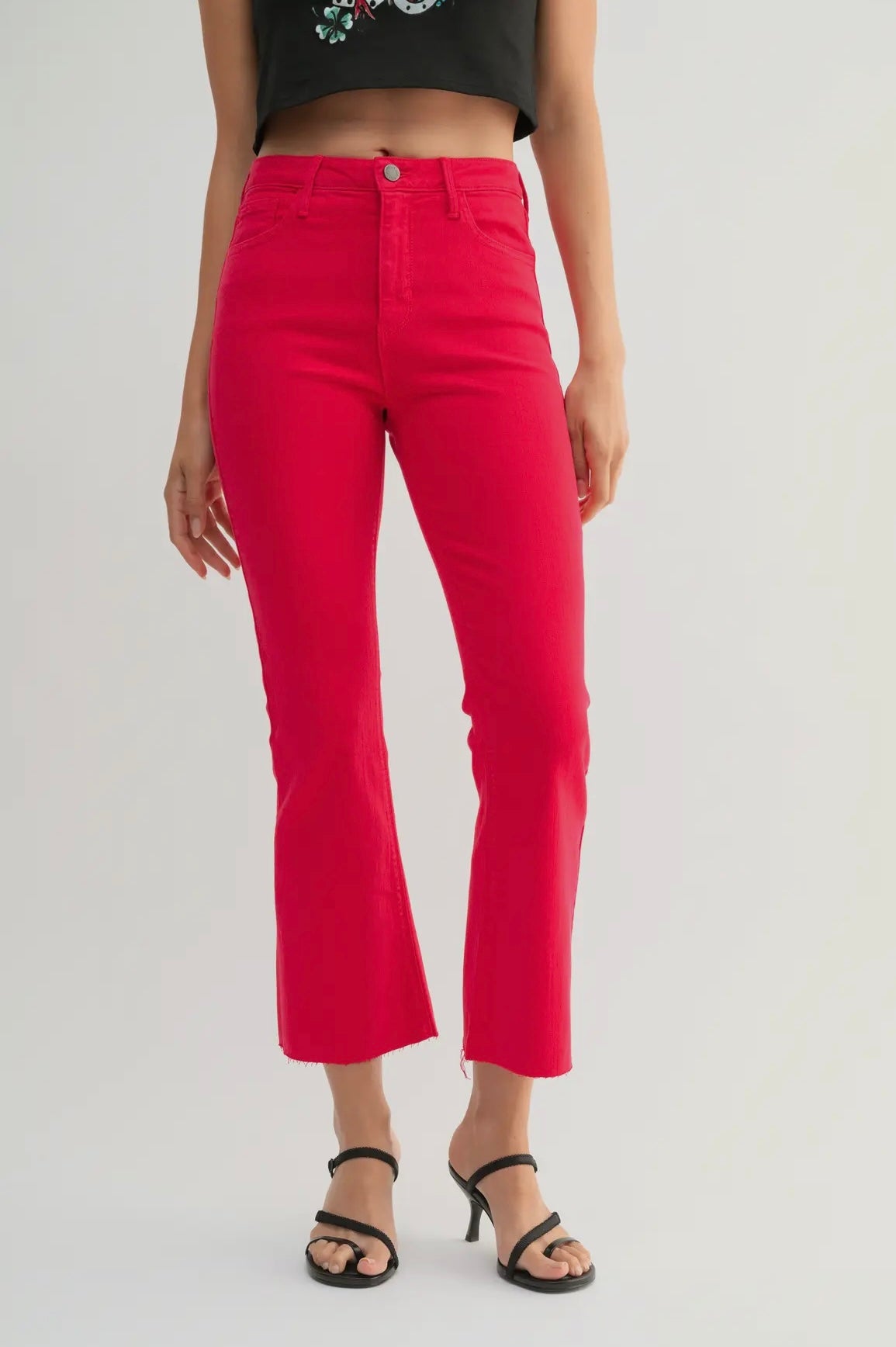 Crop Flare in Vintage Red