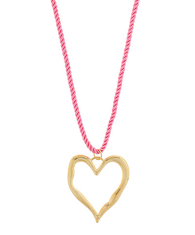 Heart Pendant Silk Rope Necklace