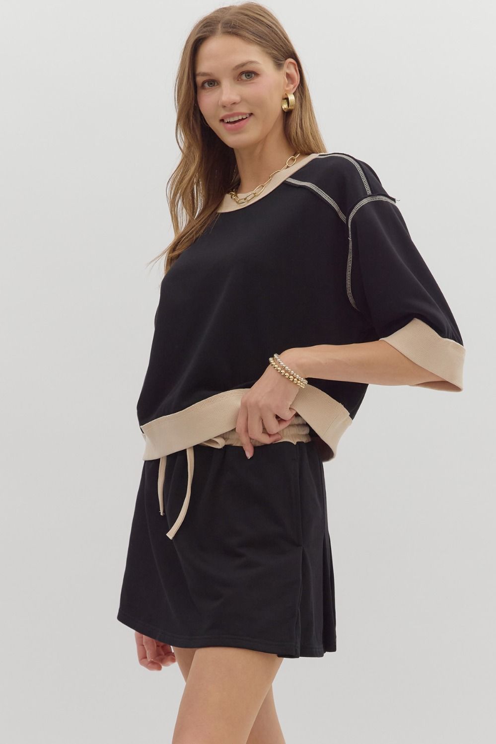 Solid knit skort set