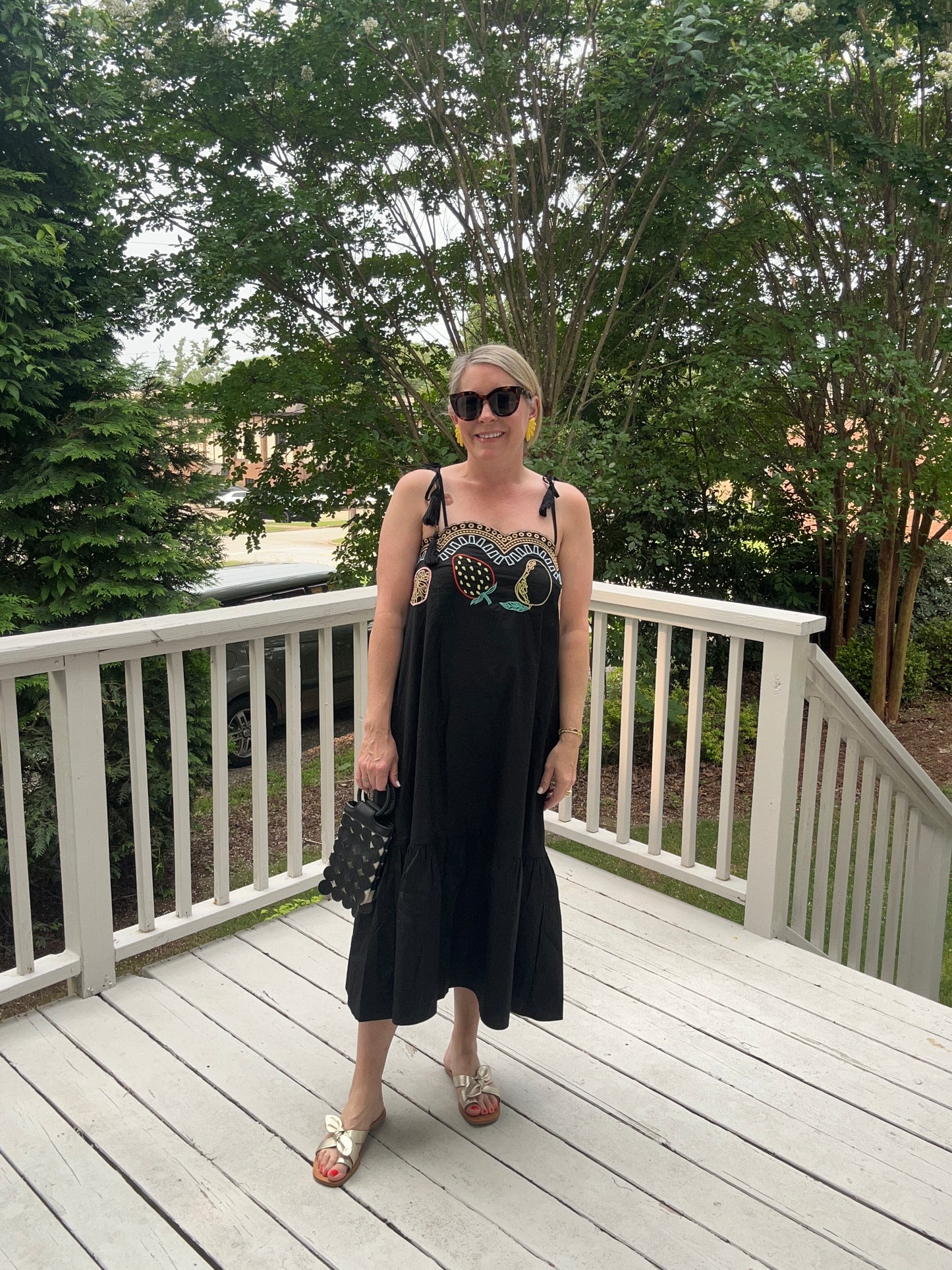 Fruit medley embroidery midi dress