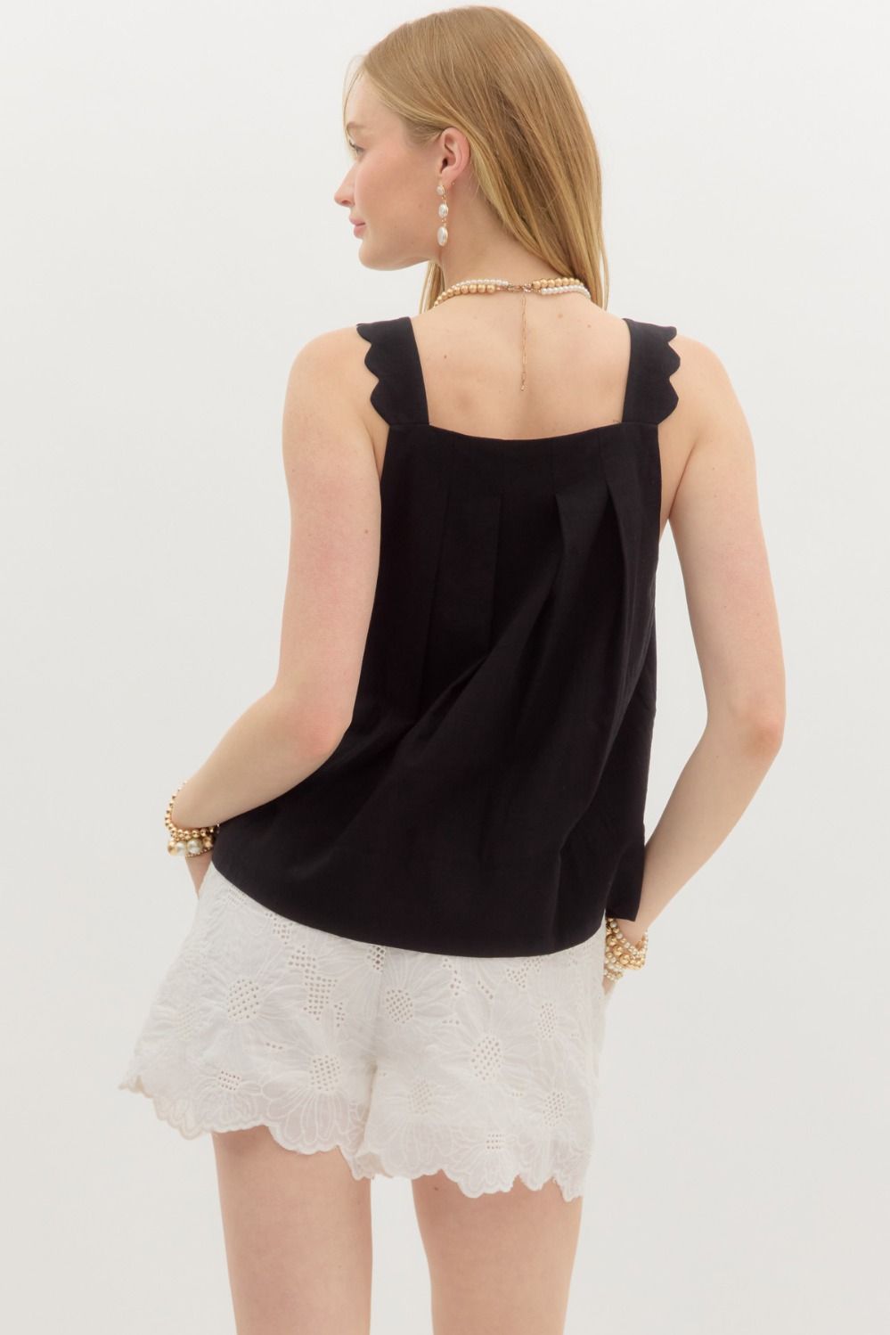 Scallop shoulder strap top