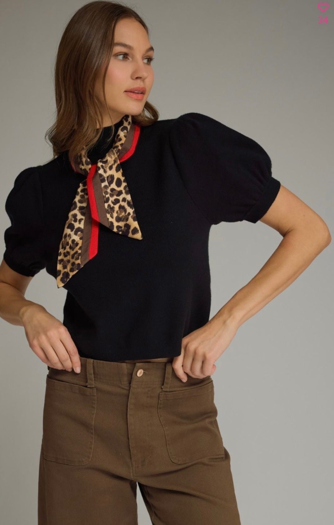 Knit top with scarf