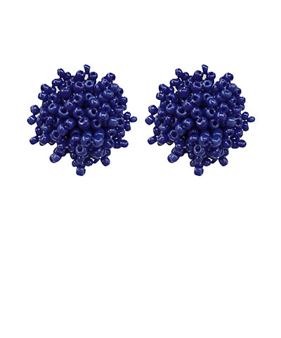 Beaded Pom Pom Earrings