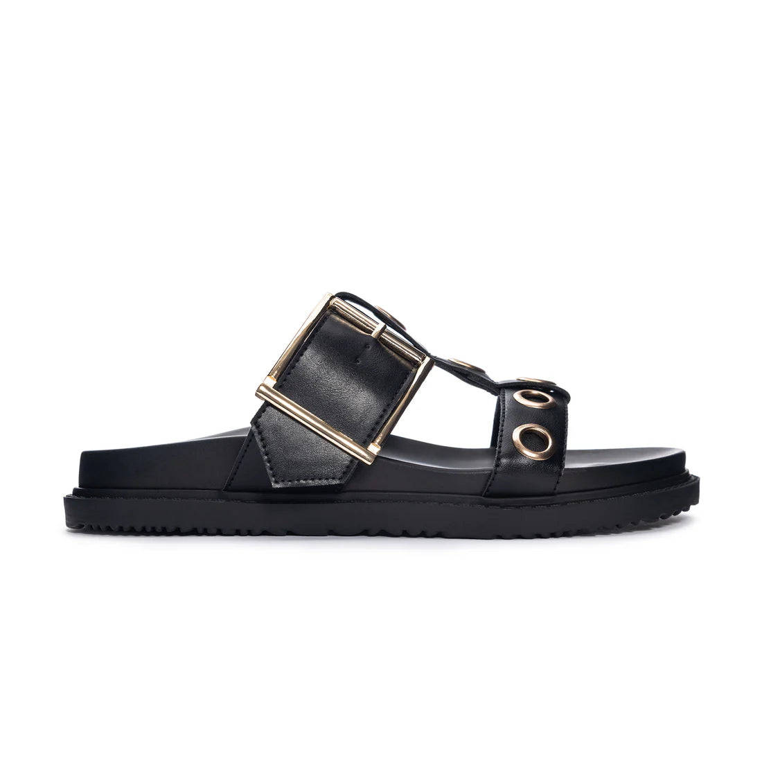 Black slide sandals