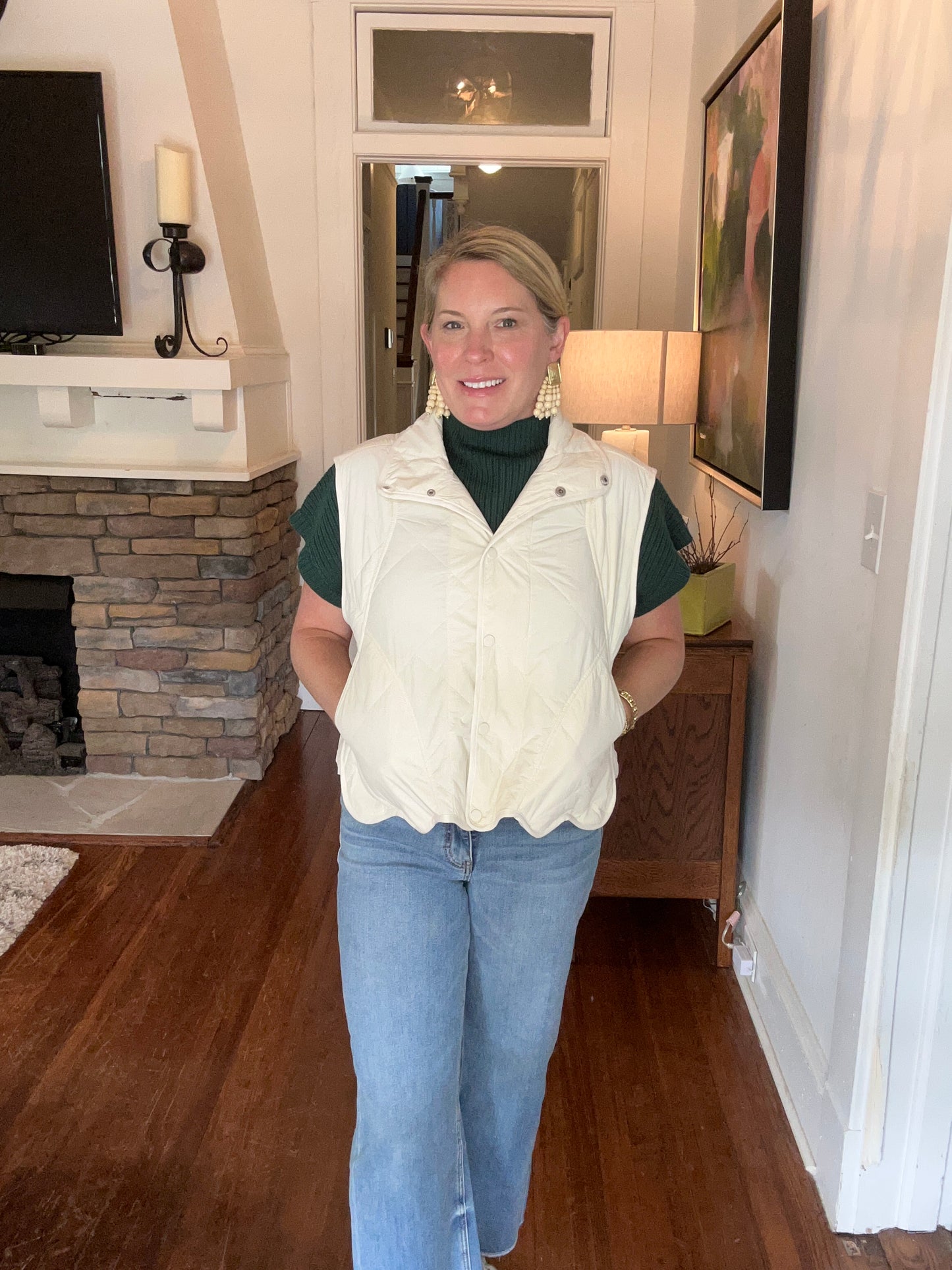 cream vest with button closure