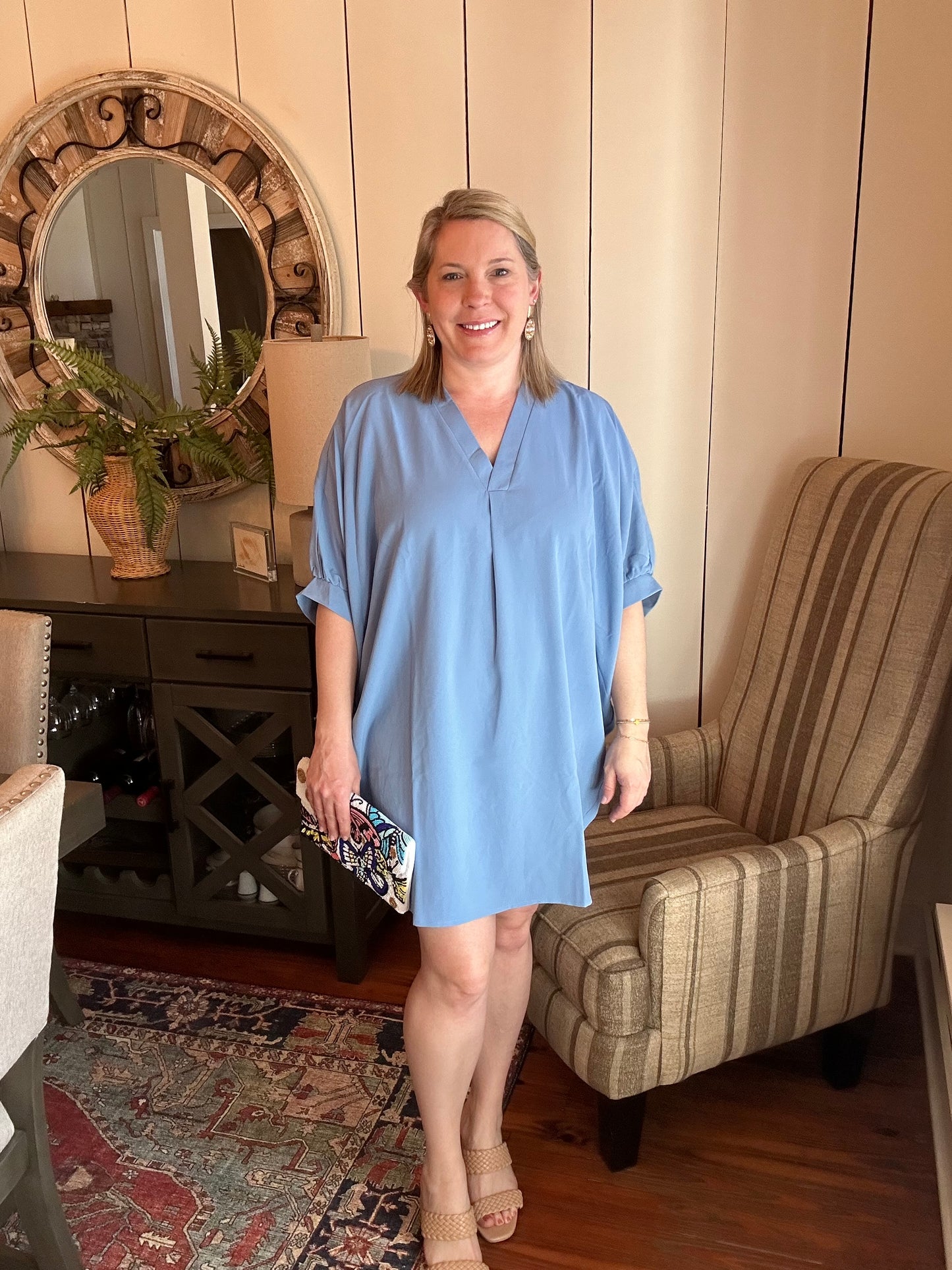 Tunic dress with tulip hem