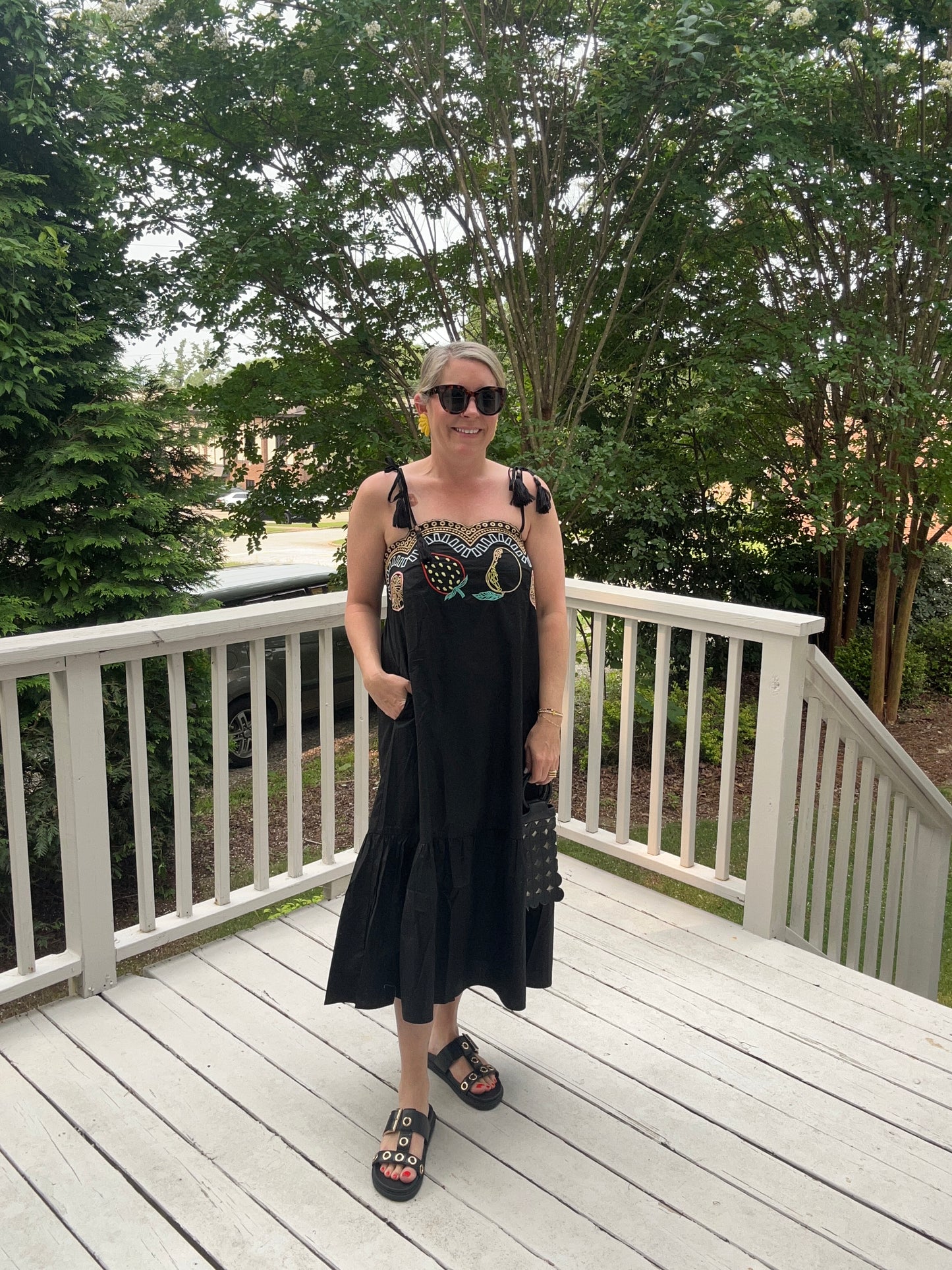 Fruit medley embroidery midi dress