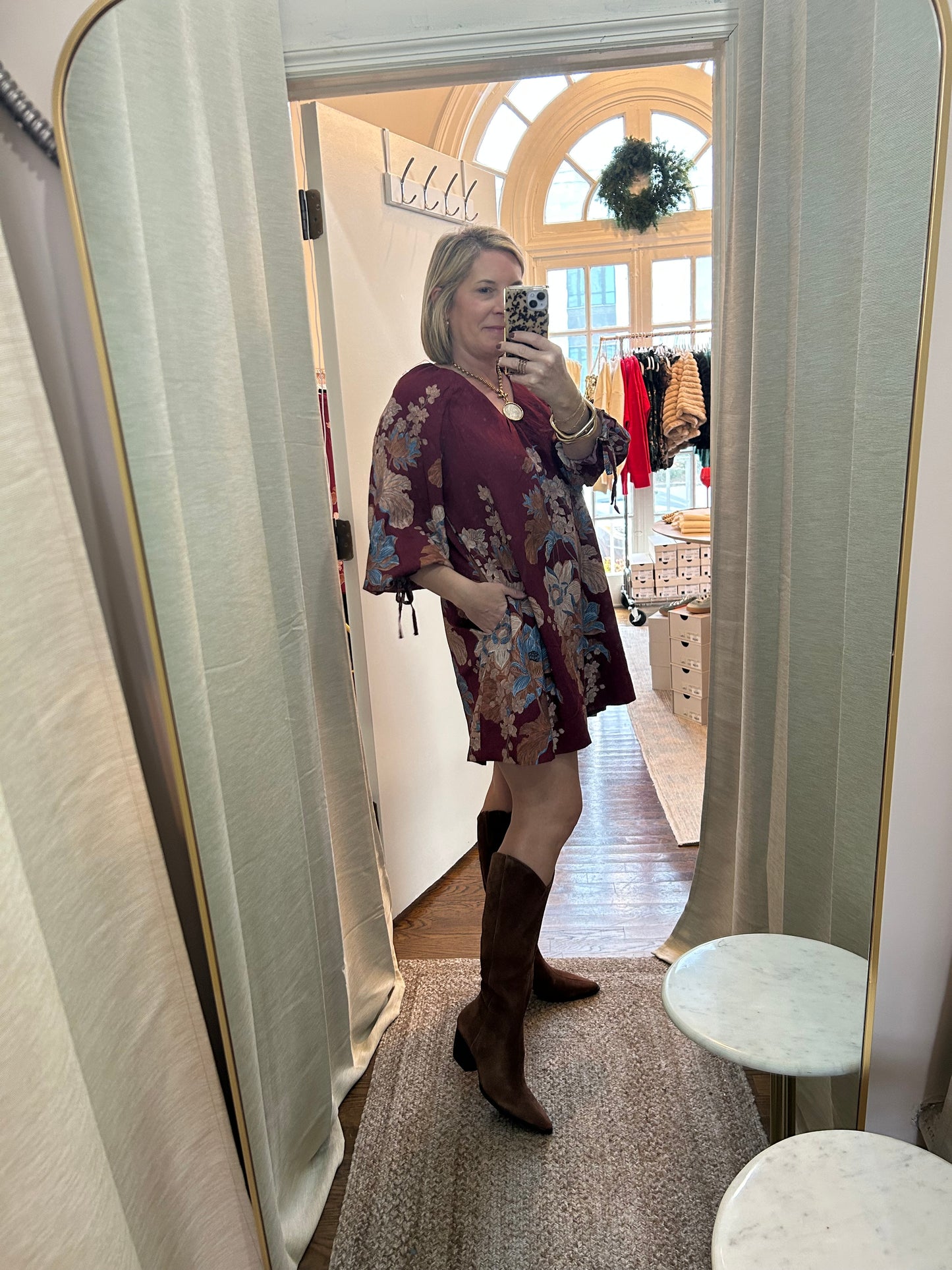 Burgundy floral dress
