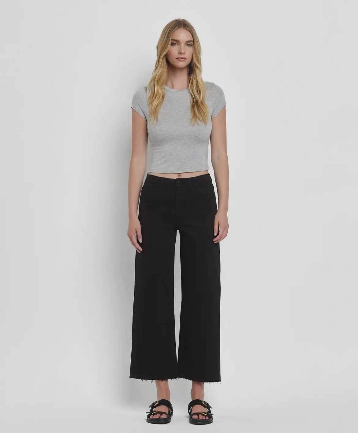 High Rise Crop Wide Leg - Black