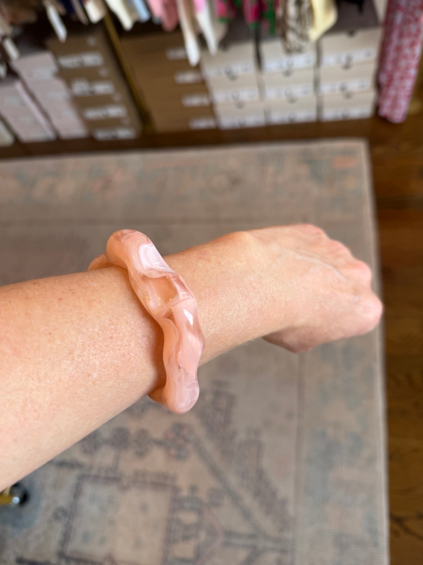 Scallop light pink cuff bracelet