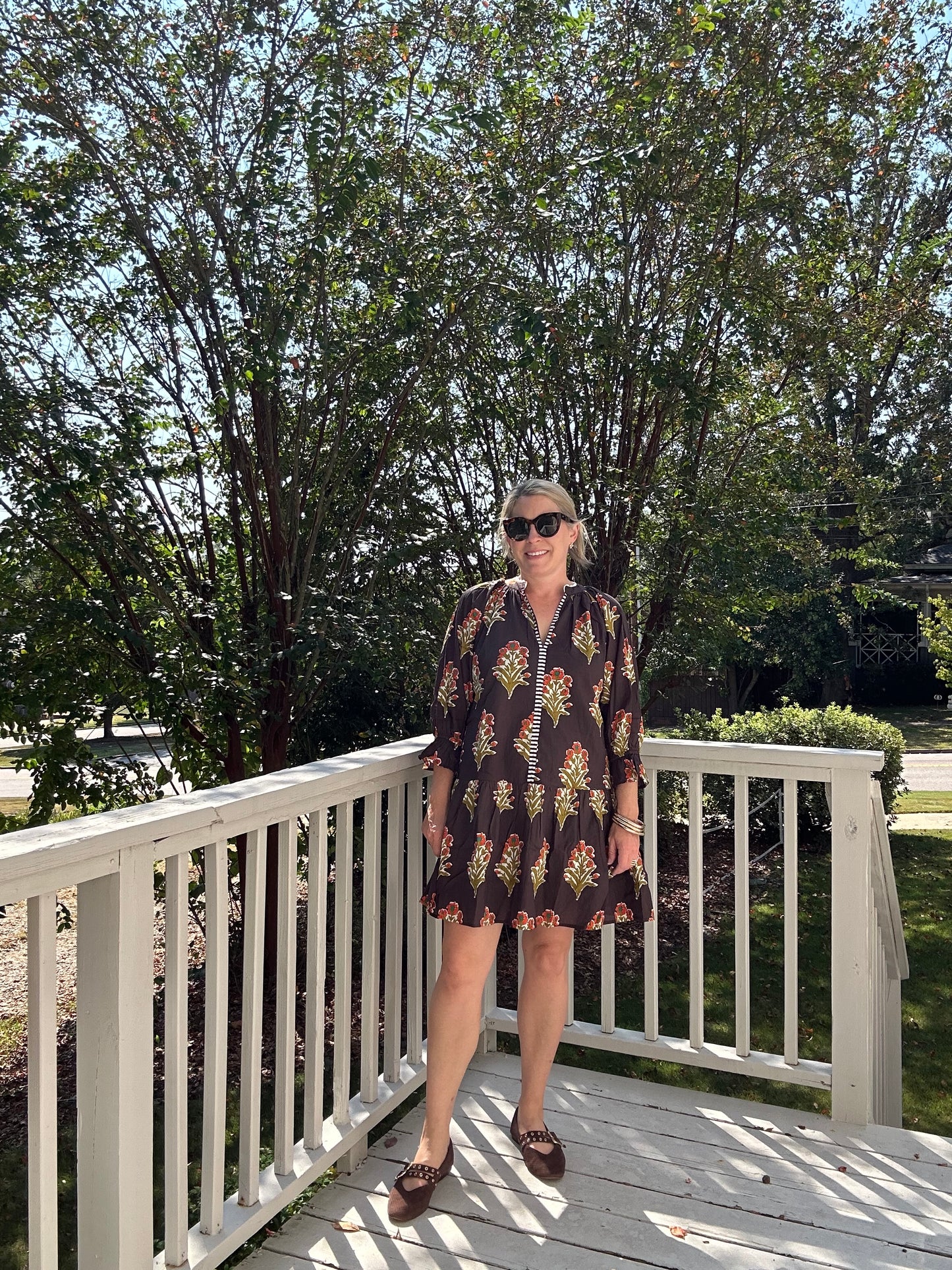 Floral Print Ruffle Sleeve Dress