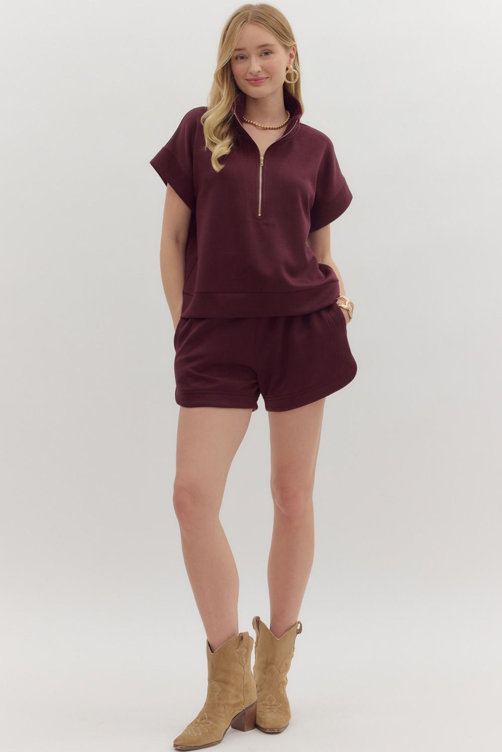 Burgundy Short Set