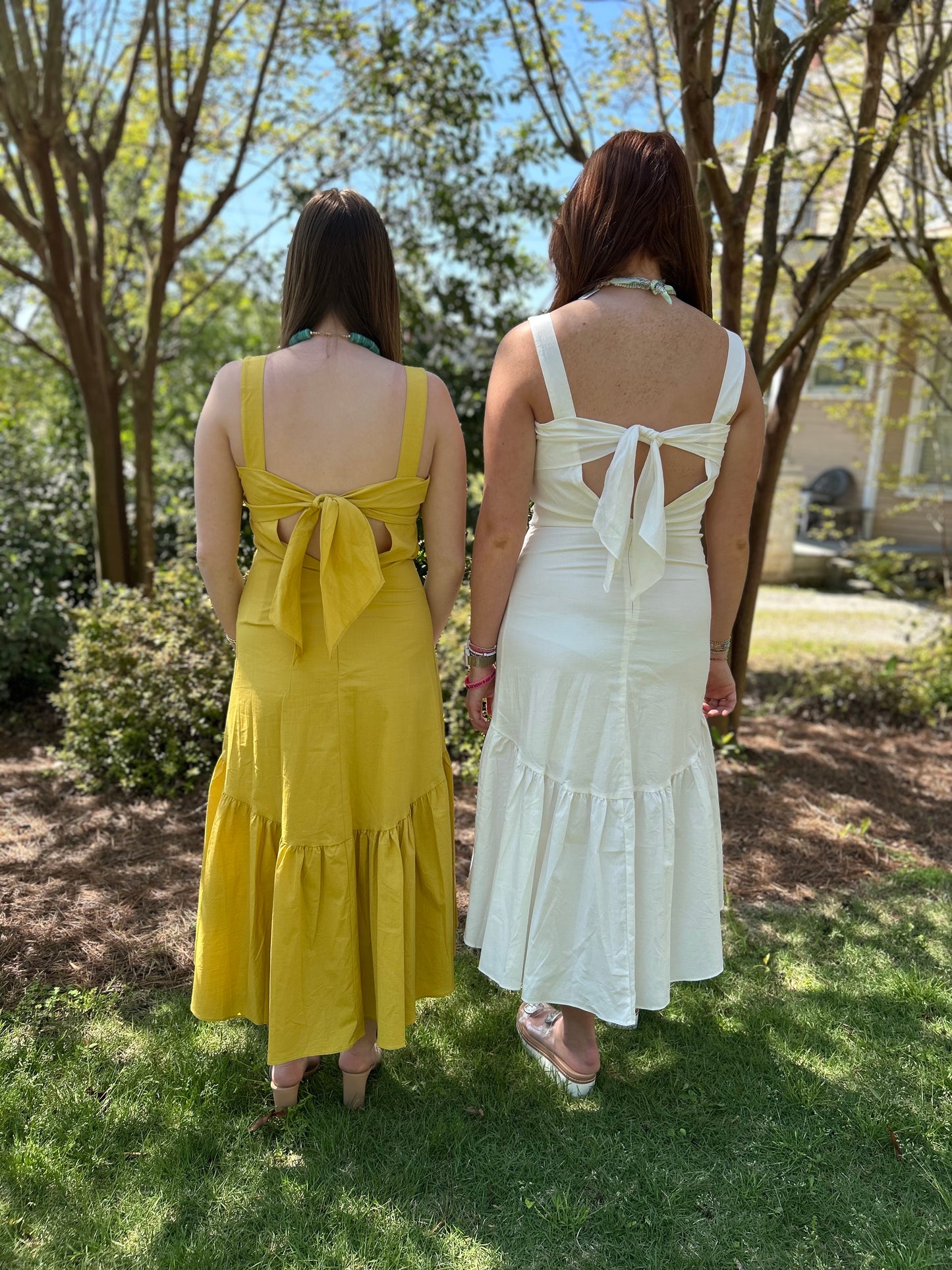 Back Tied Sleeveless Maxi Dress in Off White
