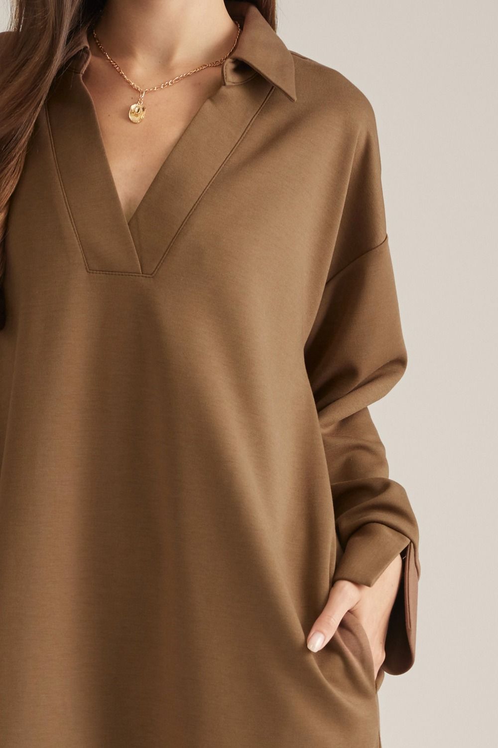 Solid long sleeve midi dress (Two Colors!)