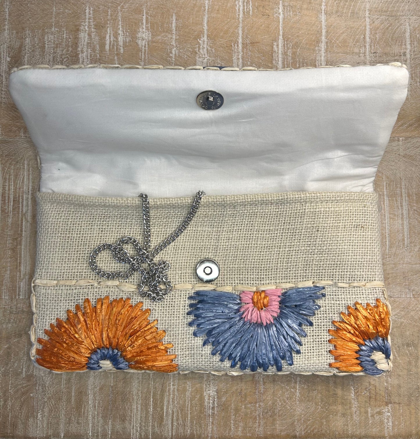 Floral Raffia Clutch Bag