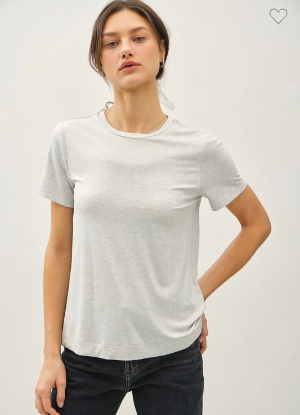 Grey crew neck, bamboo and modal blend tee.