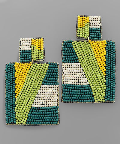 Square beaded pattern earrings (Multiple colors!)