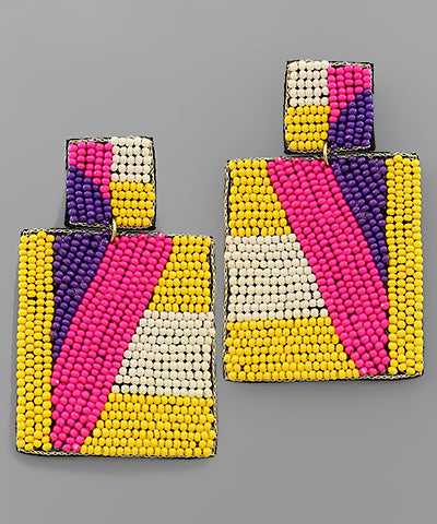Square beaded pattern earrings (Multiple colors!)