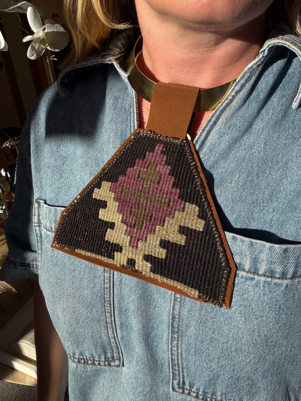 Orijinal Kilim Necklace ~ black/plum