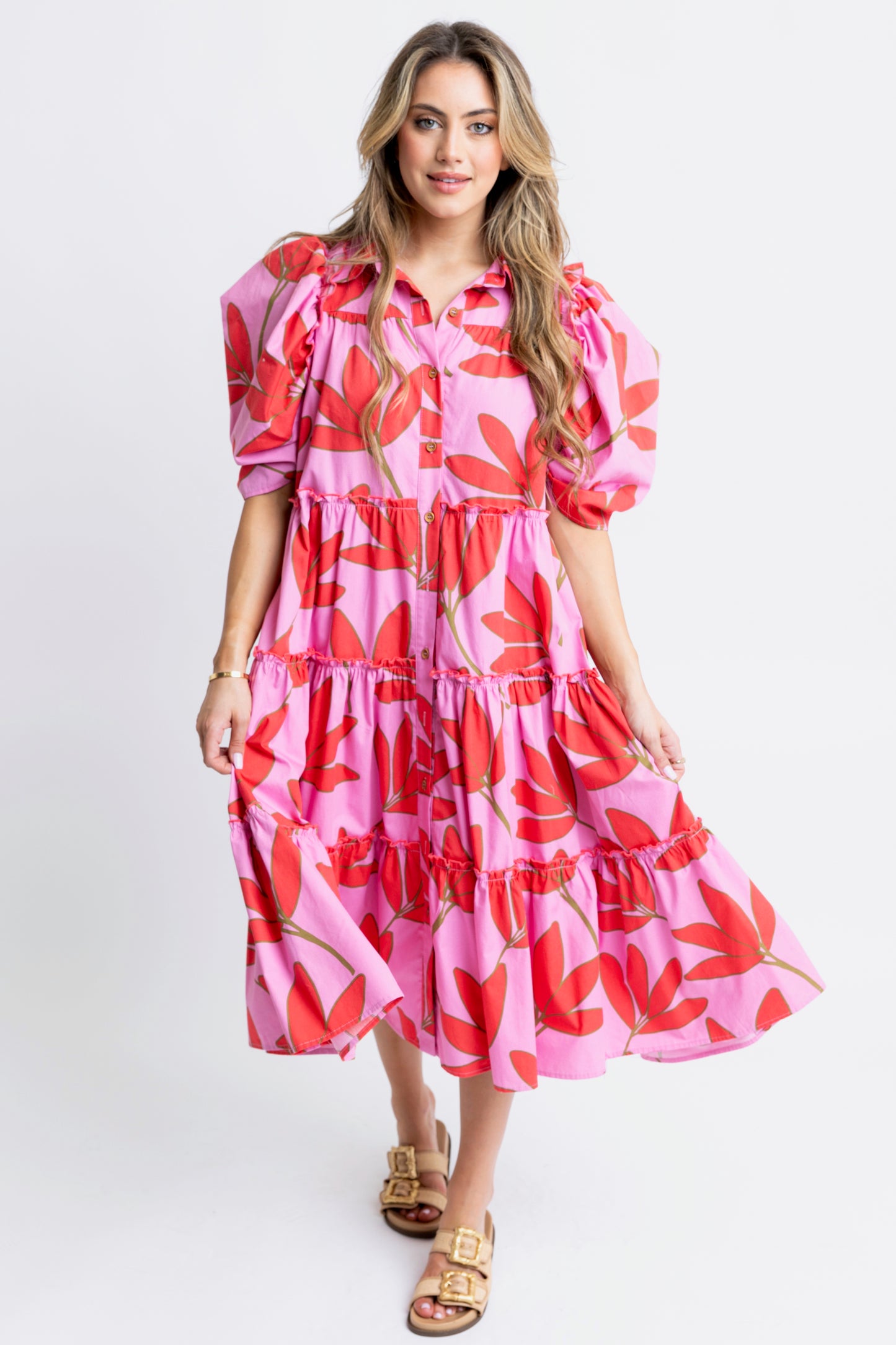 Palm floral midi dress by Karlie