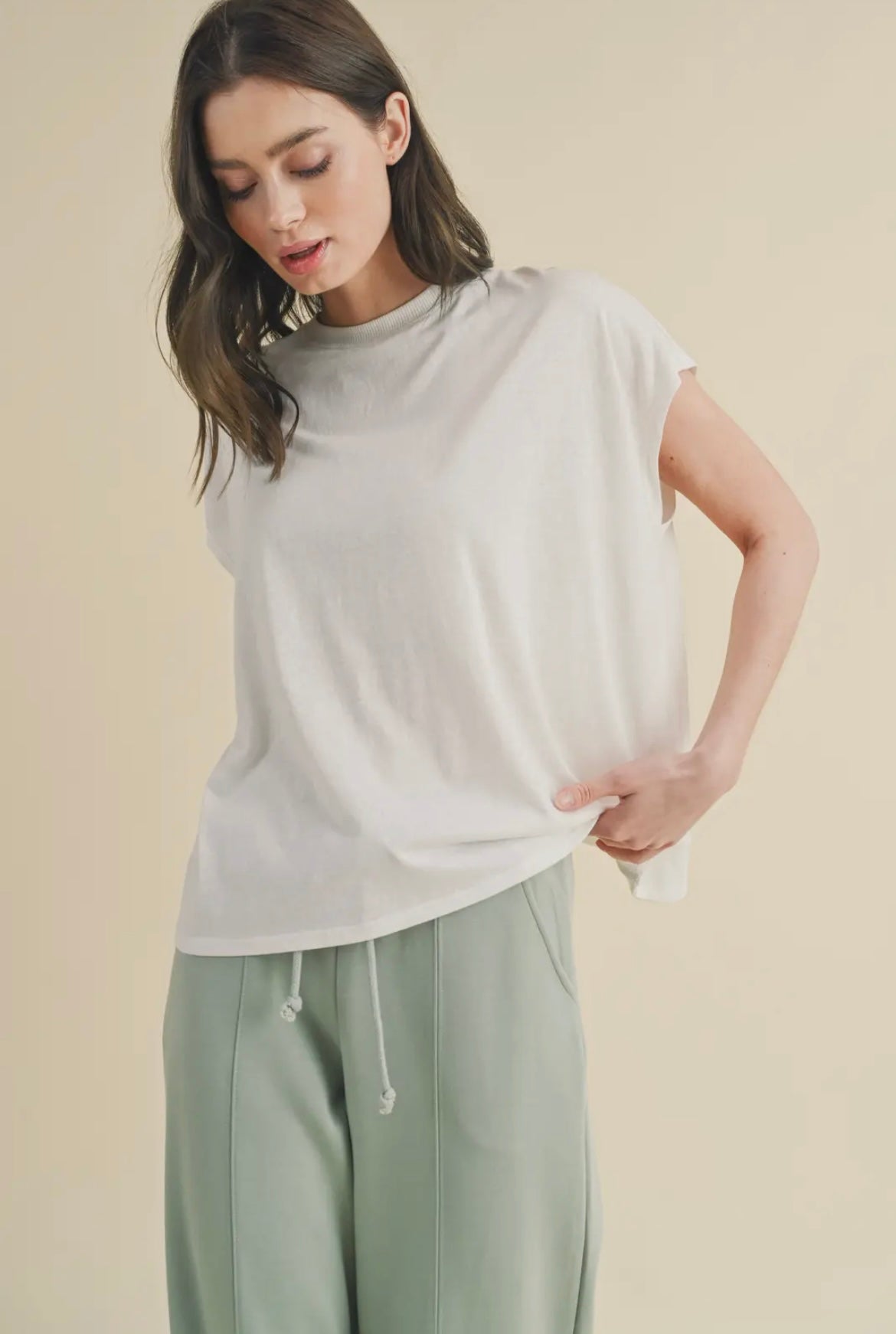 Off-white, cutout knit top