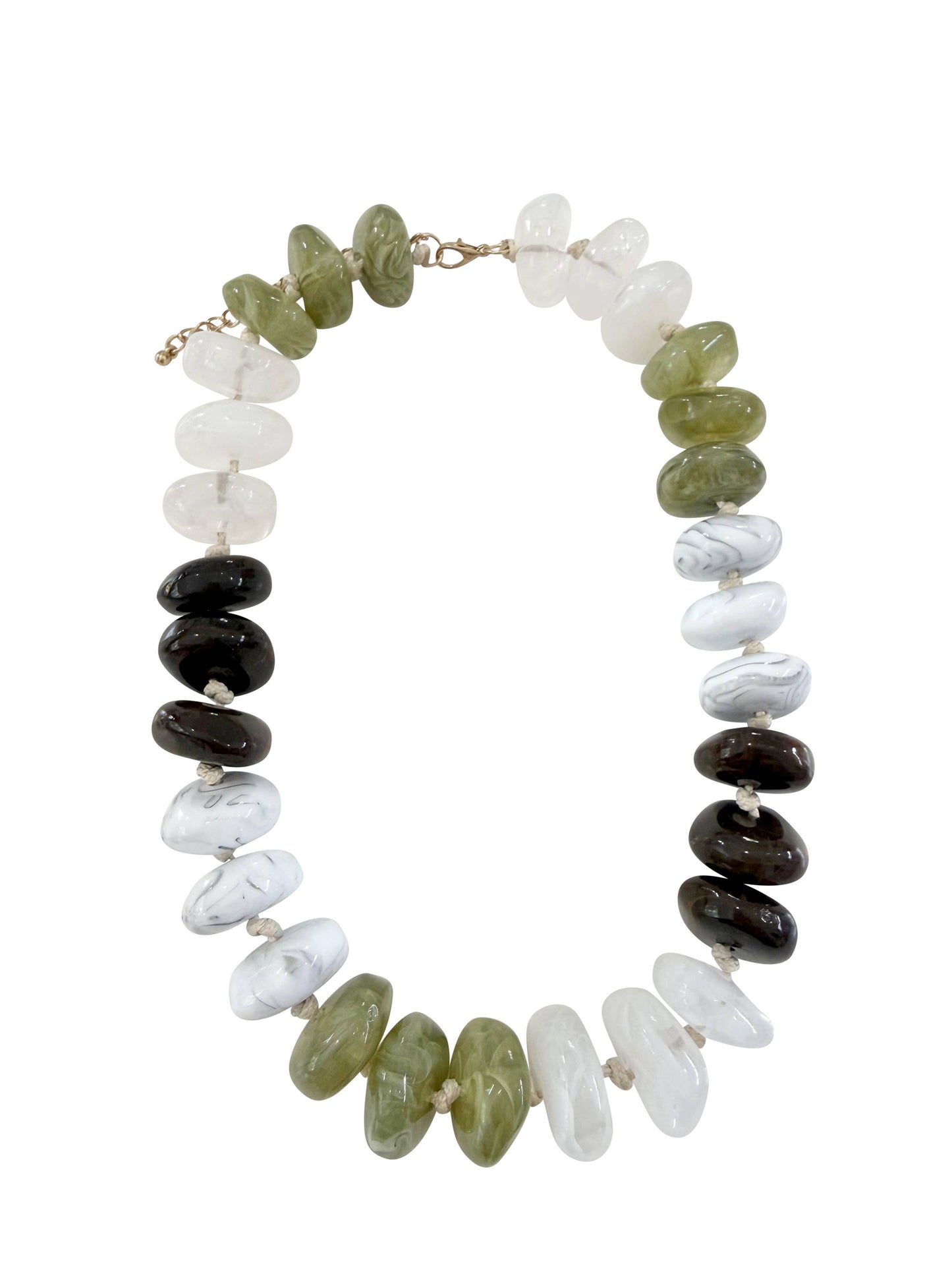 Delray Chunky Beaded Necklace- Chocolate Chartreuse