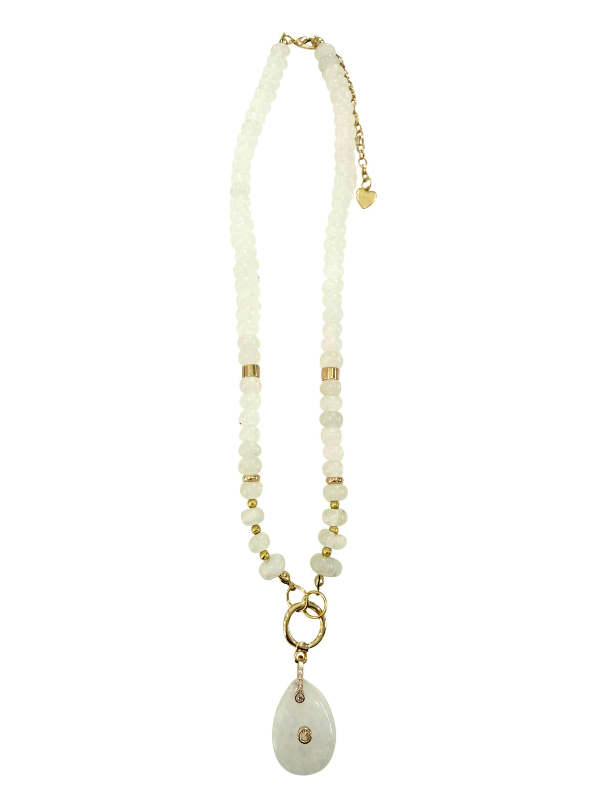 Bagley Beaded Gemstone Charm Necklace- White