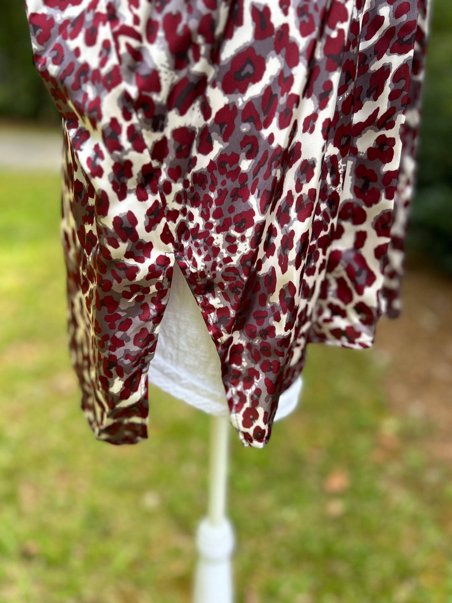 Maroon + white + grey Leopard print top