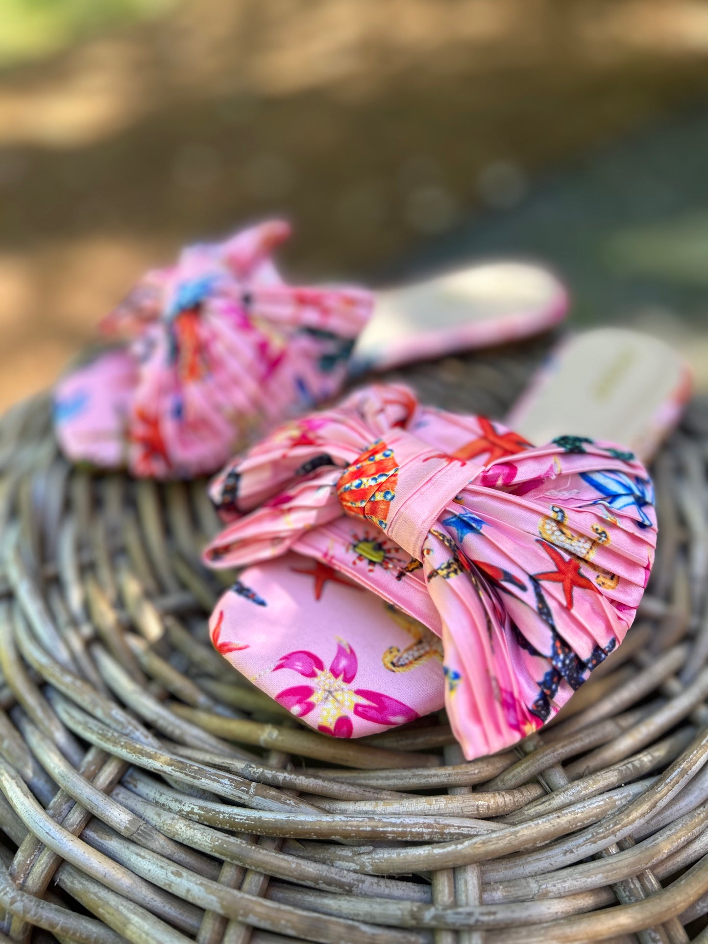 Pleated Bow Flat Sandal