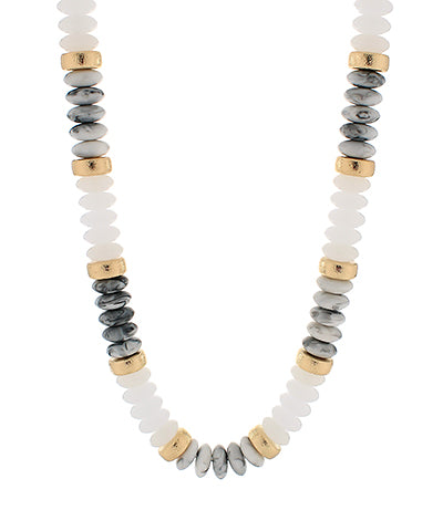 Beaded Necklace with gold disc beads