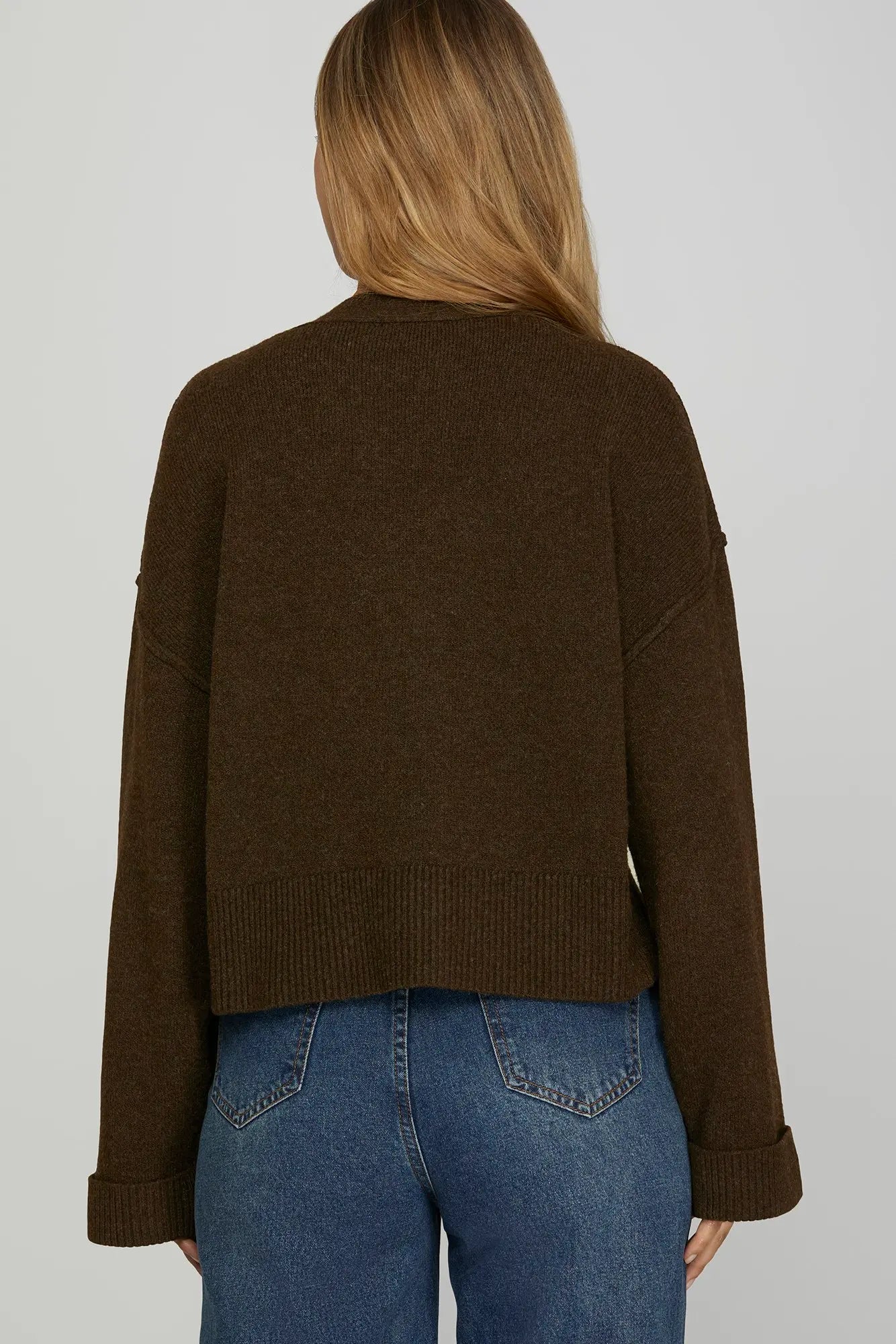 Gold Button long sleeve sweater cardigan