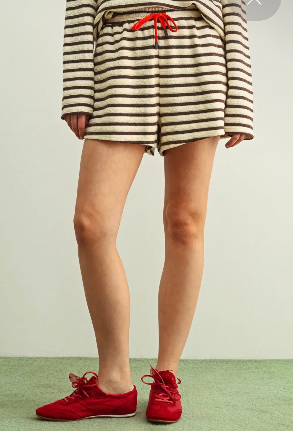 Textured Stripe Fabric Shorts