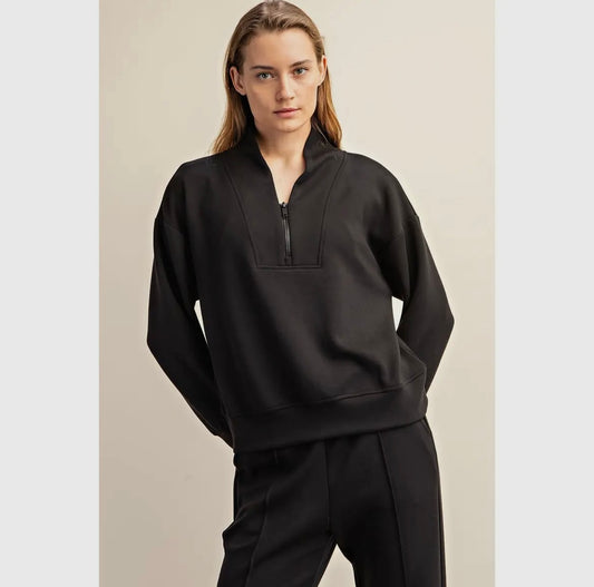 Modal Scuba Luxe Half Zip Jacket and Straight Pant Set - Plus