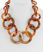 Multi Open Round Linked Necklace - Tortoise/Brown