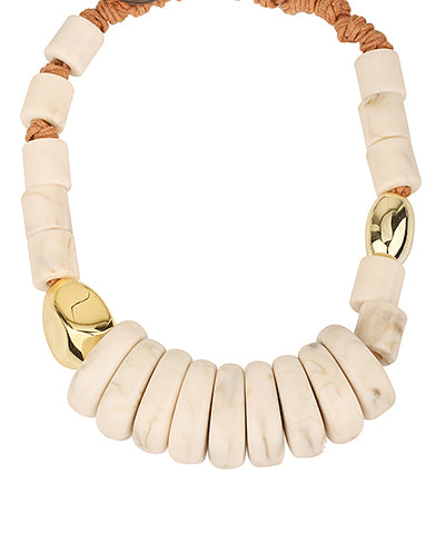 Bold Acrylic & Metal Bead & Cord Necklace