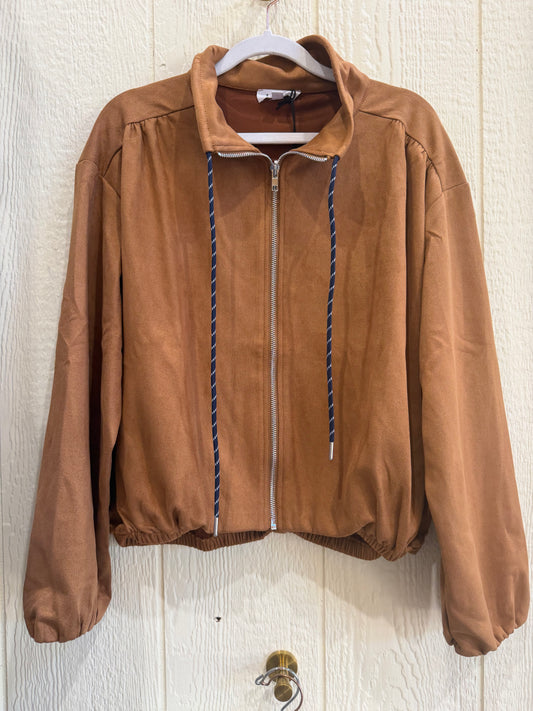 Faux suede zip up jacket