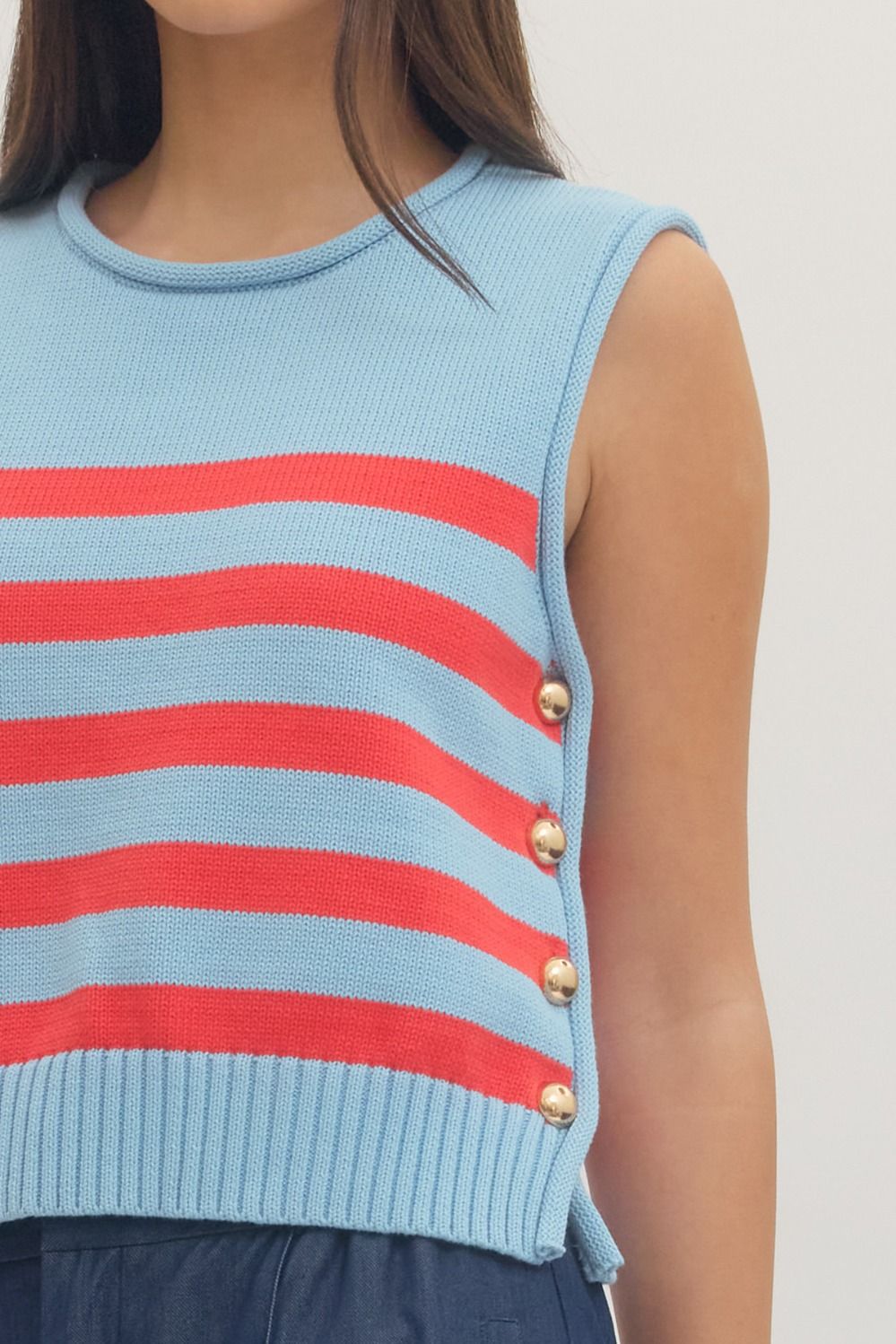 Striped sleeveless knit top