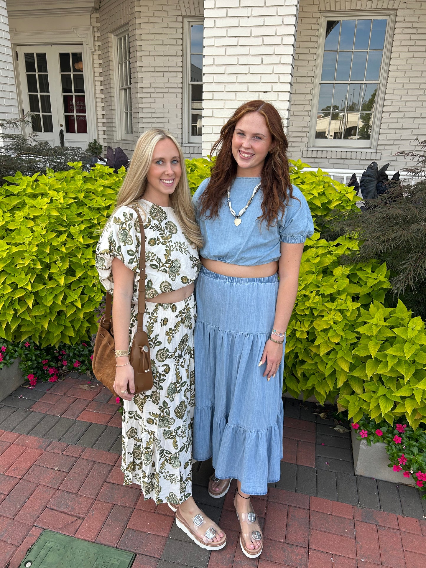 Short Sleeve Cropped Denim Top and Tiered skirt set