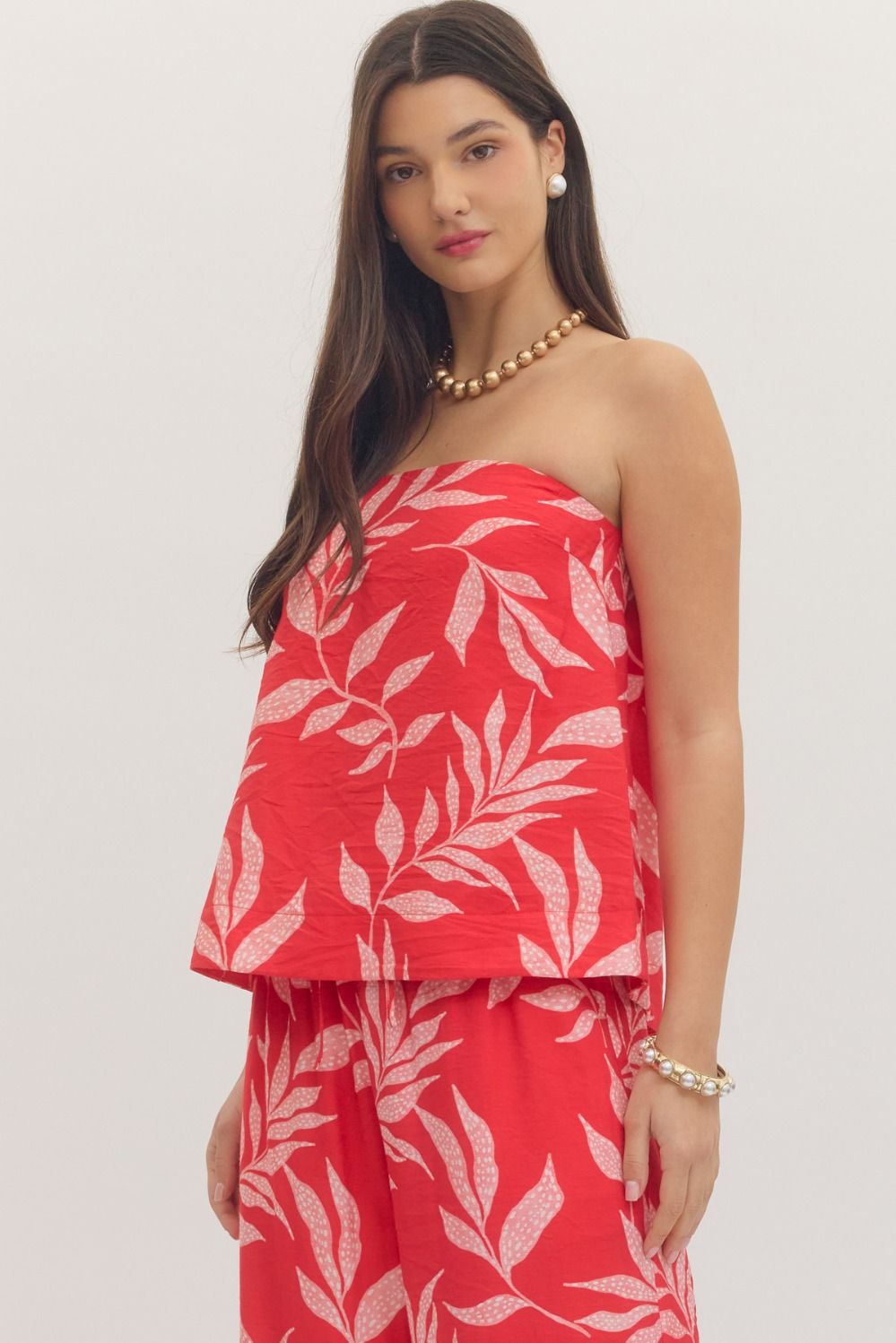 Botanical strapless top